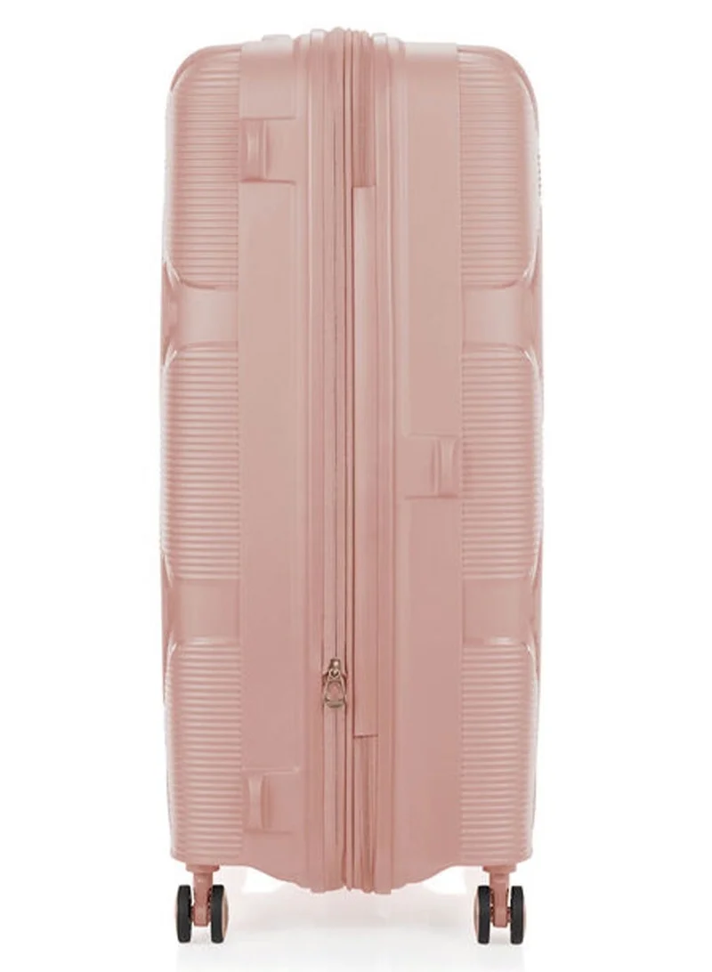 American Tourister 81 cm / 30 inch Instagon Suitcase, Check-In Size 81 cm / 30 inch, 4 Double Wheels, Hard Top, Polypropylene, Peach Blossom|DuoSaf™ Security Zipper|TSA 008 Lock|Optimov™ Shock Absorbing Wheels|Expandable - 3 Years International Warranty  | Best Price UAE